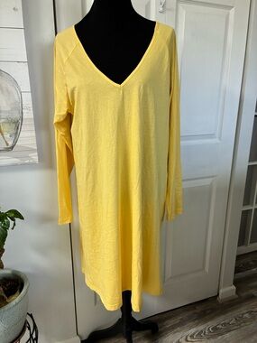 POL Yellow Cotton V-Neck Dress
